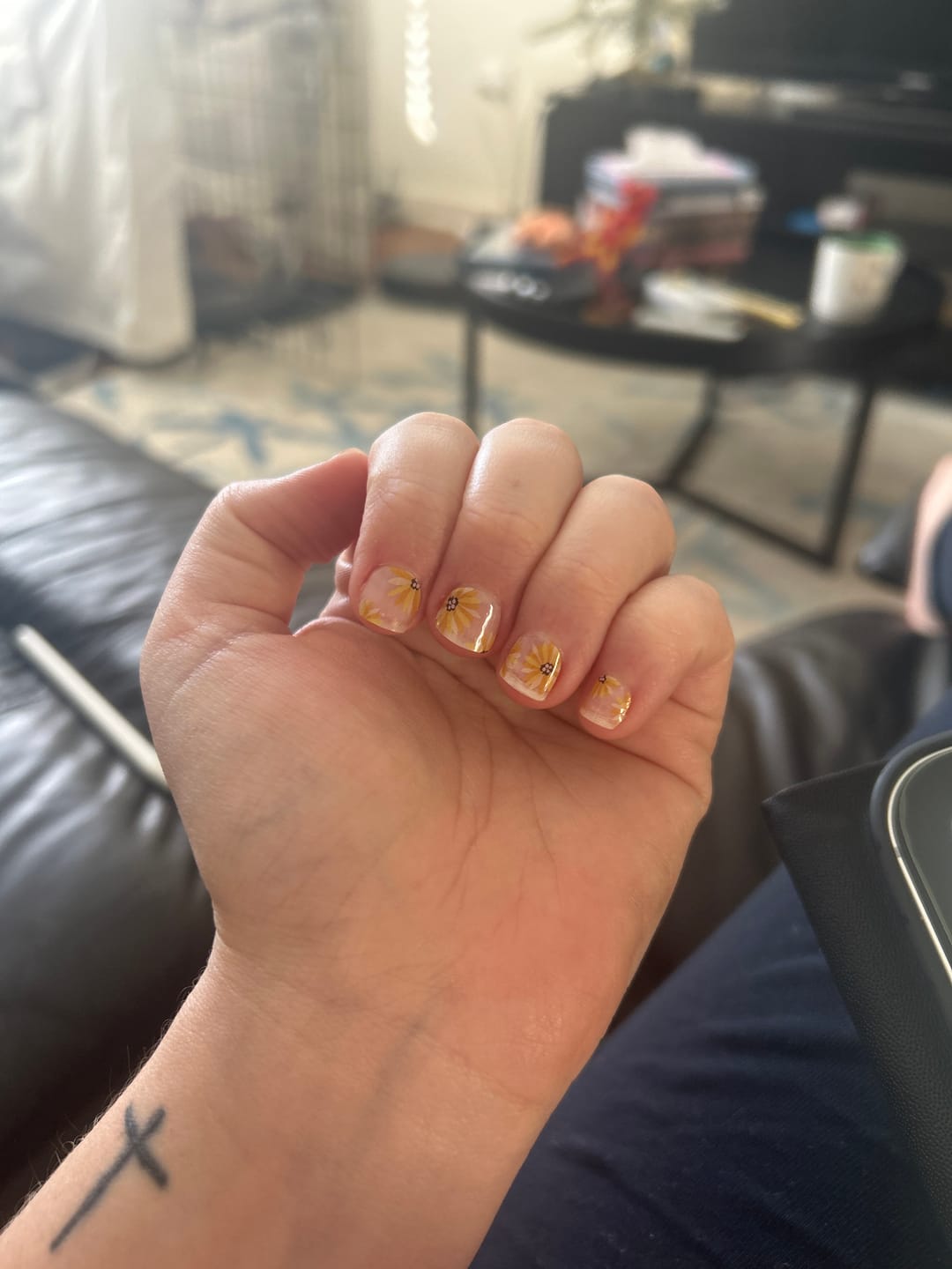 Customer photo review of Sunny Sunflowers Semi Cured Gel Nail Sticker Kit