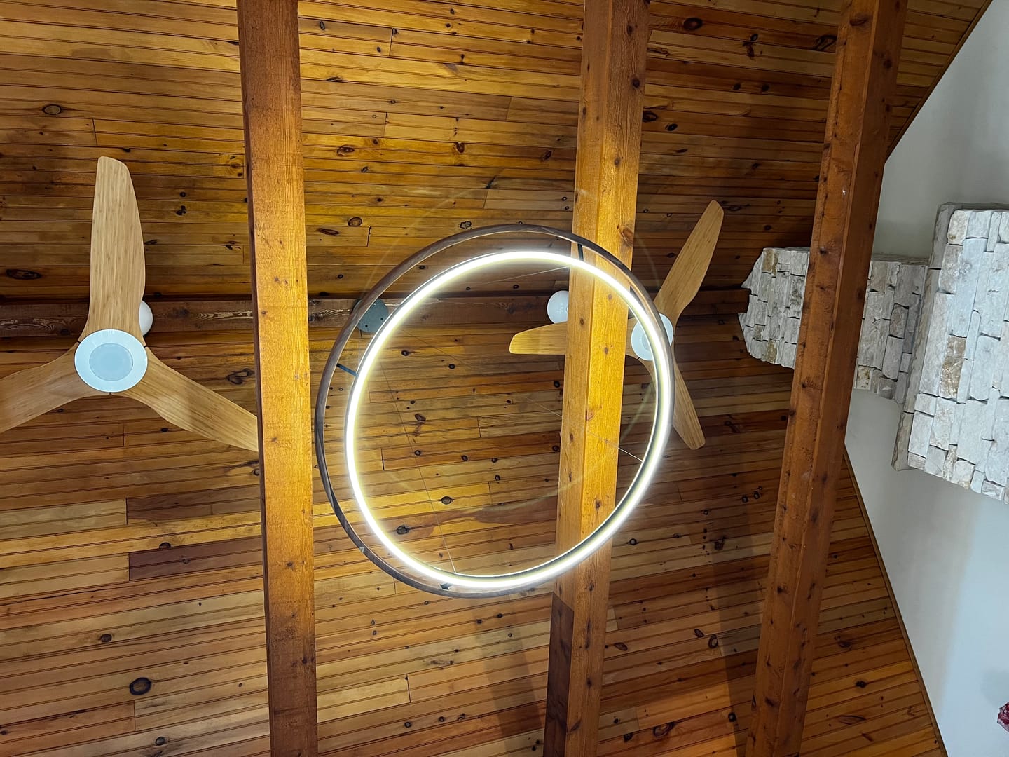 Customer photo review of WOMO Circular Led Wood Chandelier-WM2492