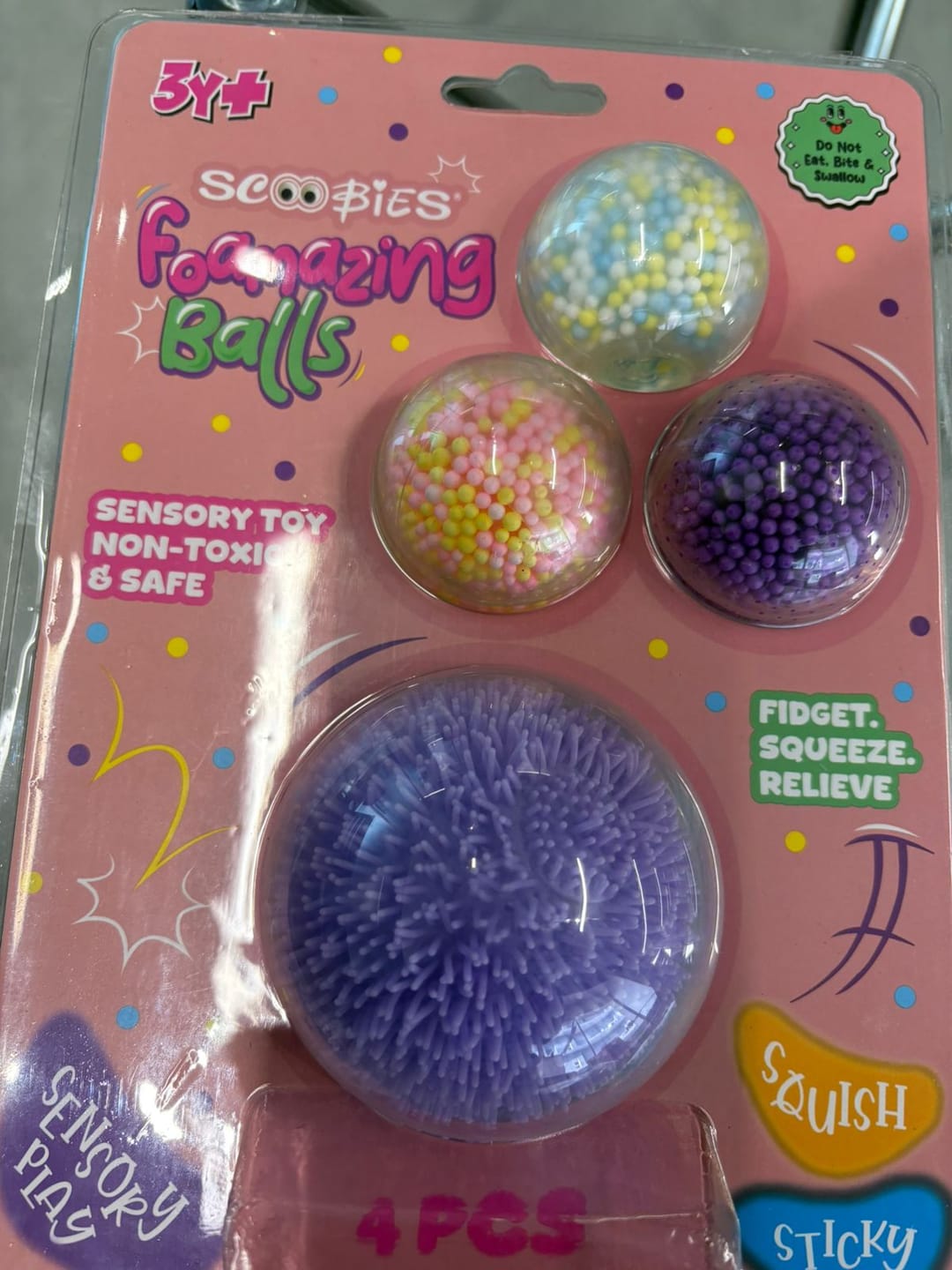 Customer photo review of Scoobies Foamazing Balls – 3 Squishy + 1 Fuzzy Spiky Sensory Ball (Set of 4) | Soft, Squishy, Non-Toxic Fidget & Stress Relief Toy for Kids 3+