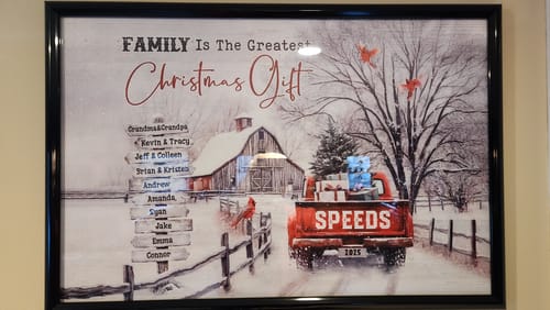 Customer photo review of Personalized Family Gift Christmas Poster - All Roads Lead Home at Christmas