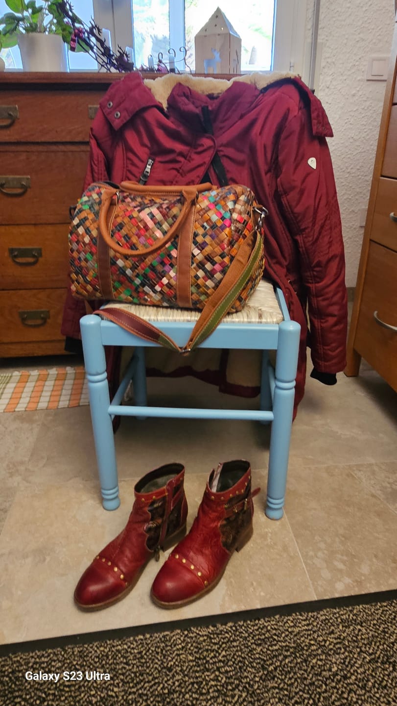 Customer photo review of Crimson Rose Embossed Ankle Boots