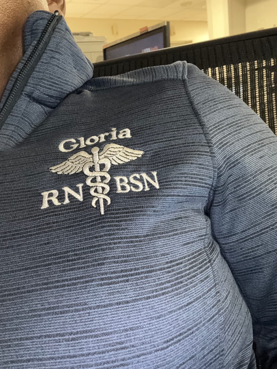 Customer photo review of Ladies Digi Stripe  Personalized Nurse Full Zip