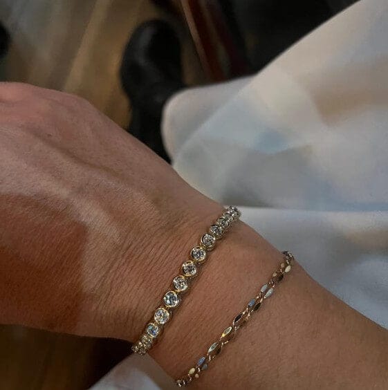 Customer photo review of 3MM Moissanite Round Bezel Tennis Chain Bracelet