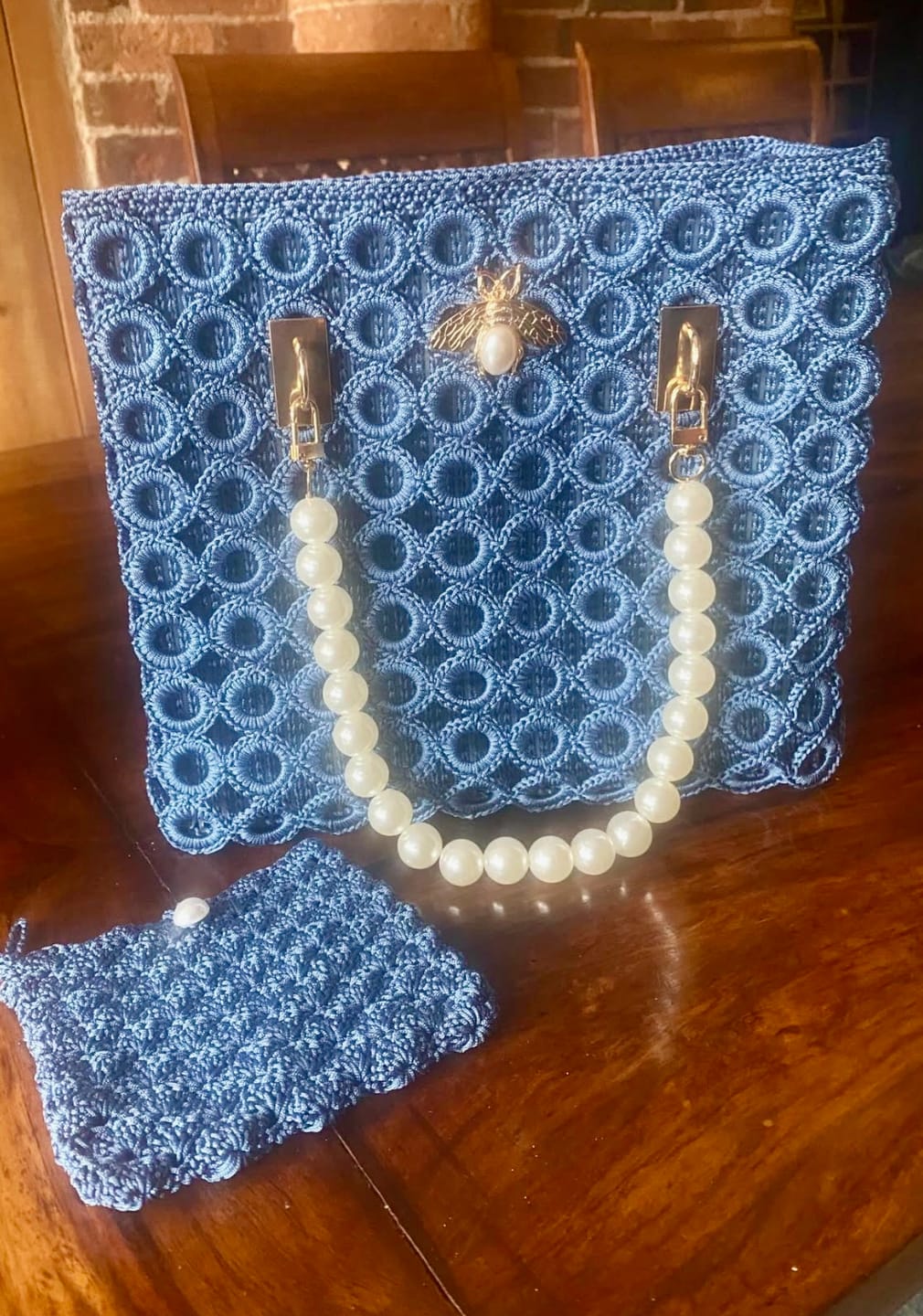Customer photo review of CrochetPark™ Pearl Bee Crochet Bag Kit