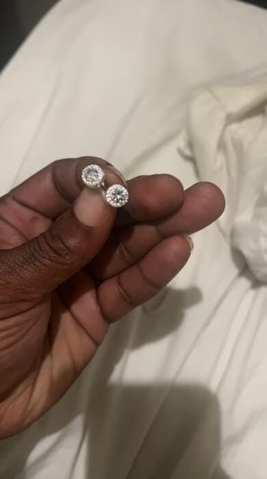 Customer photo review of 9MM Round Cut Moissanite Earrings