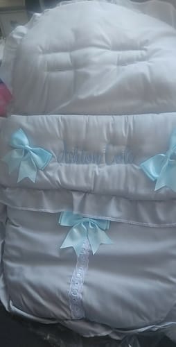 Customer photo review of Perfect Little Thing Grey Bow Car Seat Footmuff