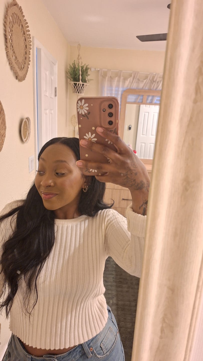 Customer photo review of Natural Color Body Wave Micro Loop Hair Extension