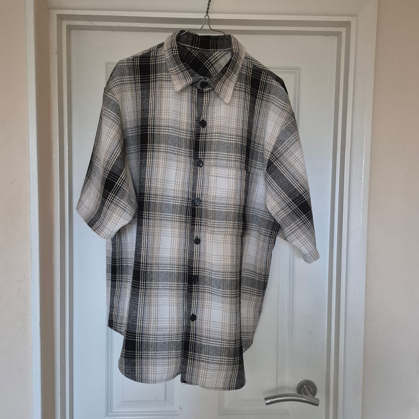 Customer photo review of Soft Cream Checkered Brushed Cotton Blend Fabric
