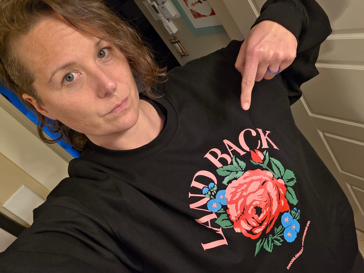Customer photo review of Rose Land Back Crewneck