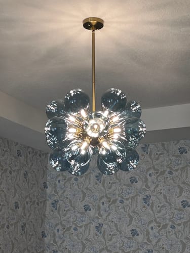 Customer photo review of Cluster Blue Glass Bubble Chandelier