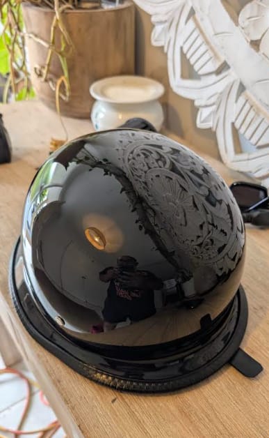 Customer photo review of Lightweight Mayan DOT Germanator Helmet / Gloss Black