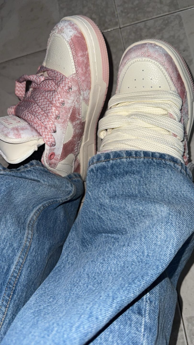 Customer photo review of Pink Double Tongue Sneakers