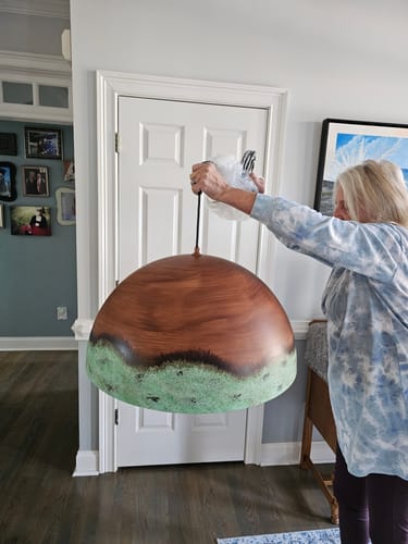 Customer photo review of Oversized Industrial Copper Patina Metal Dome Pendant Light