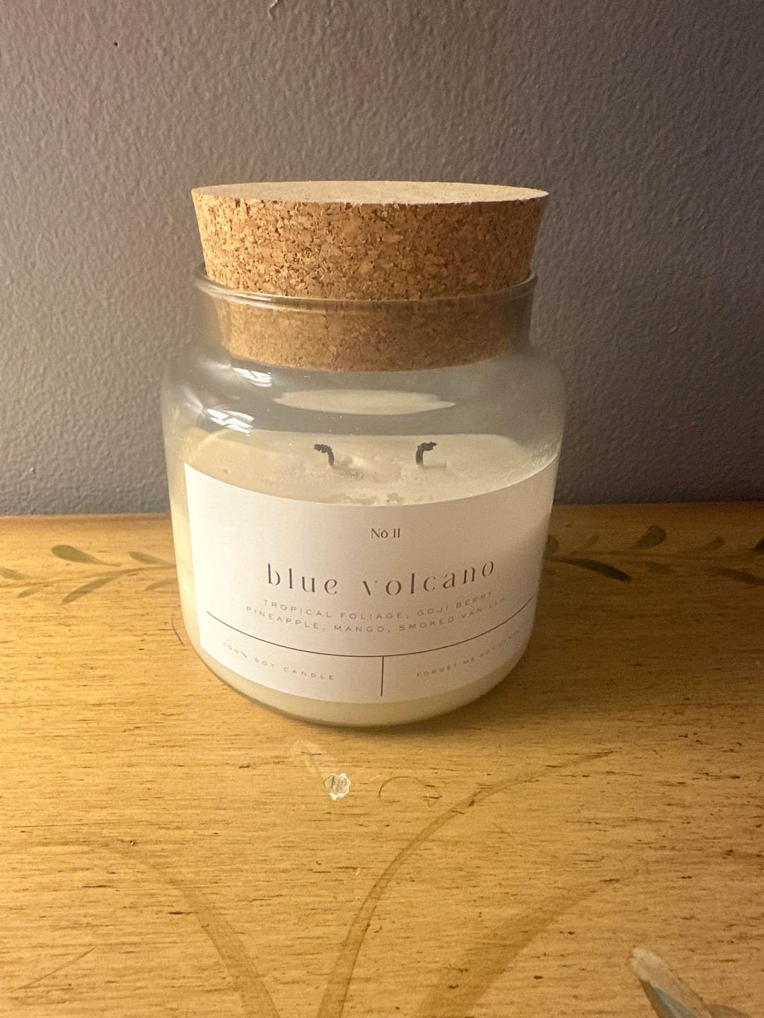 Customer photo review of Blue Volcano 22 oz Glass Candle