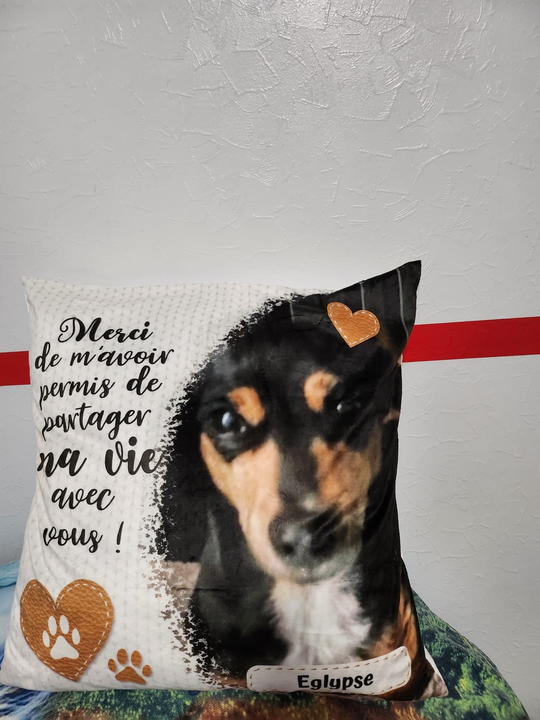Customer photo review of Merci - Coussin personnalisé