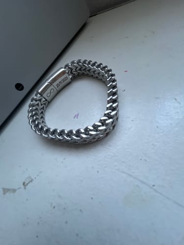 Customer photo review of TitanWeave Custom Engraved Chain Bracelet