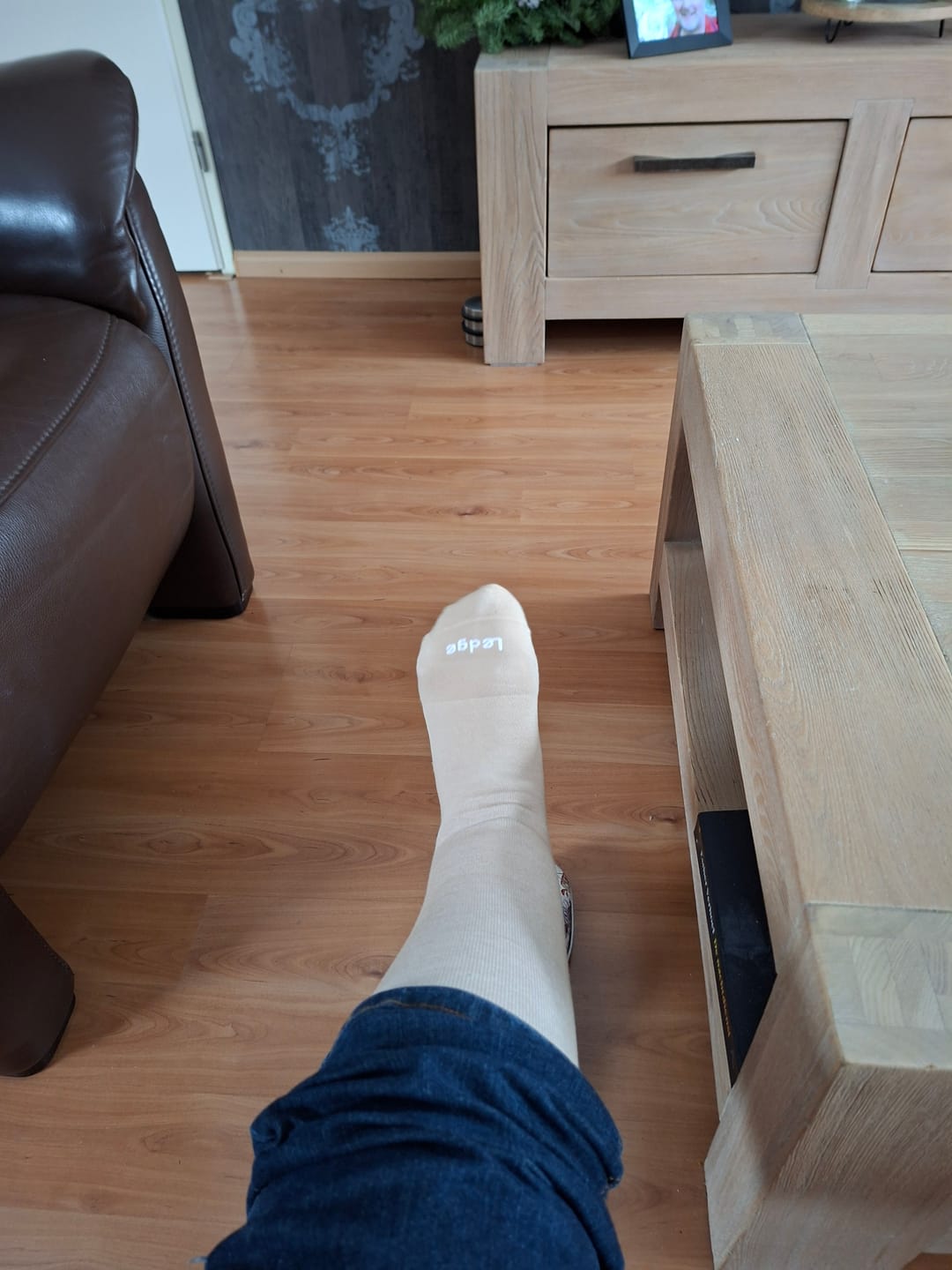 Customer photo review of Essential Compression Socks Warm Taupe
