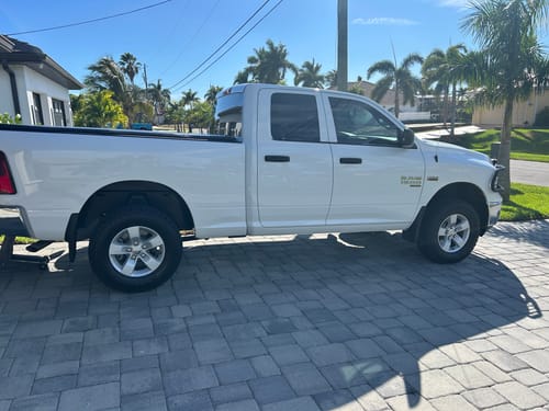 Customer's white Dodge Ram 1500 truck after installing the Upper Control Arm Suspension Kit.