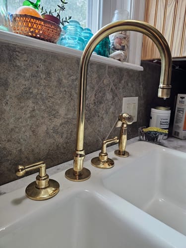 Customer photo review of Unlacquered Brass Vintage Sink Faucet #VFK161