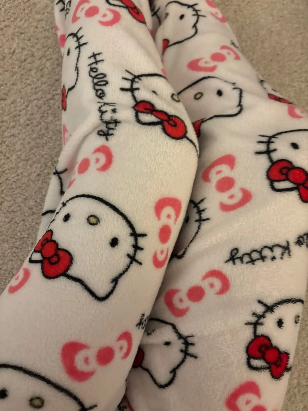 Customer photo review of White Hello Kitty Pajama Pants for Couples