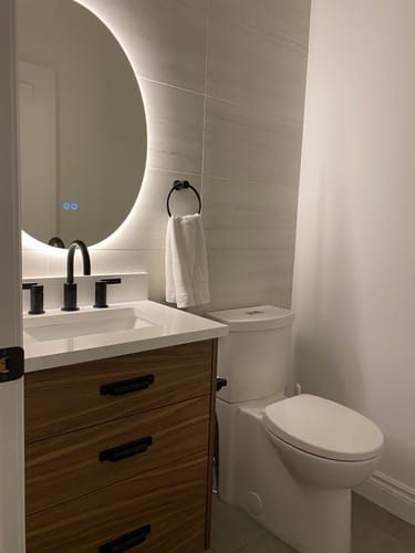 Customer photo review of Austin SLIM 24" American Black Walnut Bathroom Vanity - All Drawers