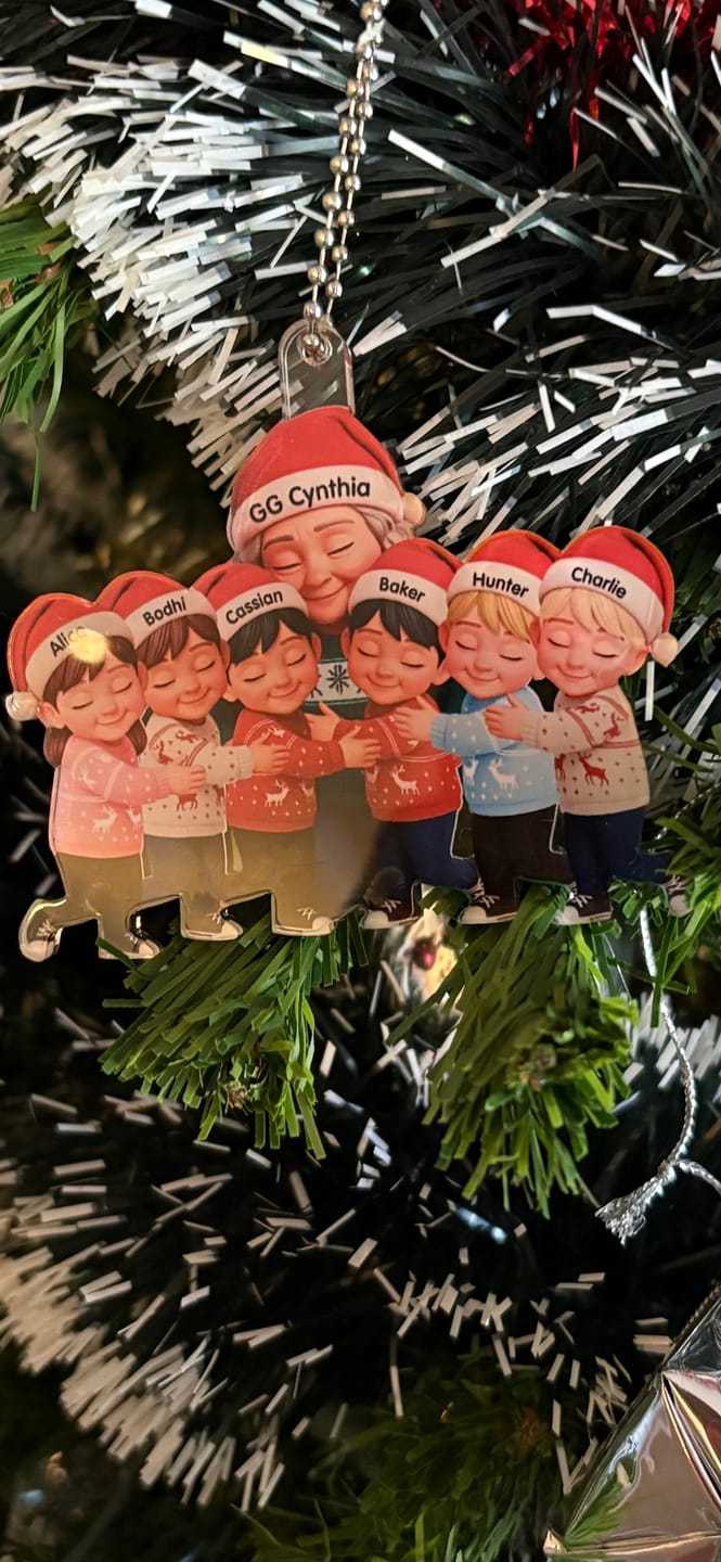 Customer photo review of Grandma Hugging Grandkids - Personalized Acrylic Ornament - Heartwarming Christmas Gift for Grandma, Grandkids