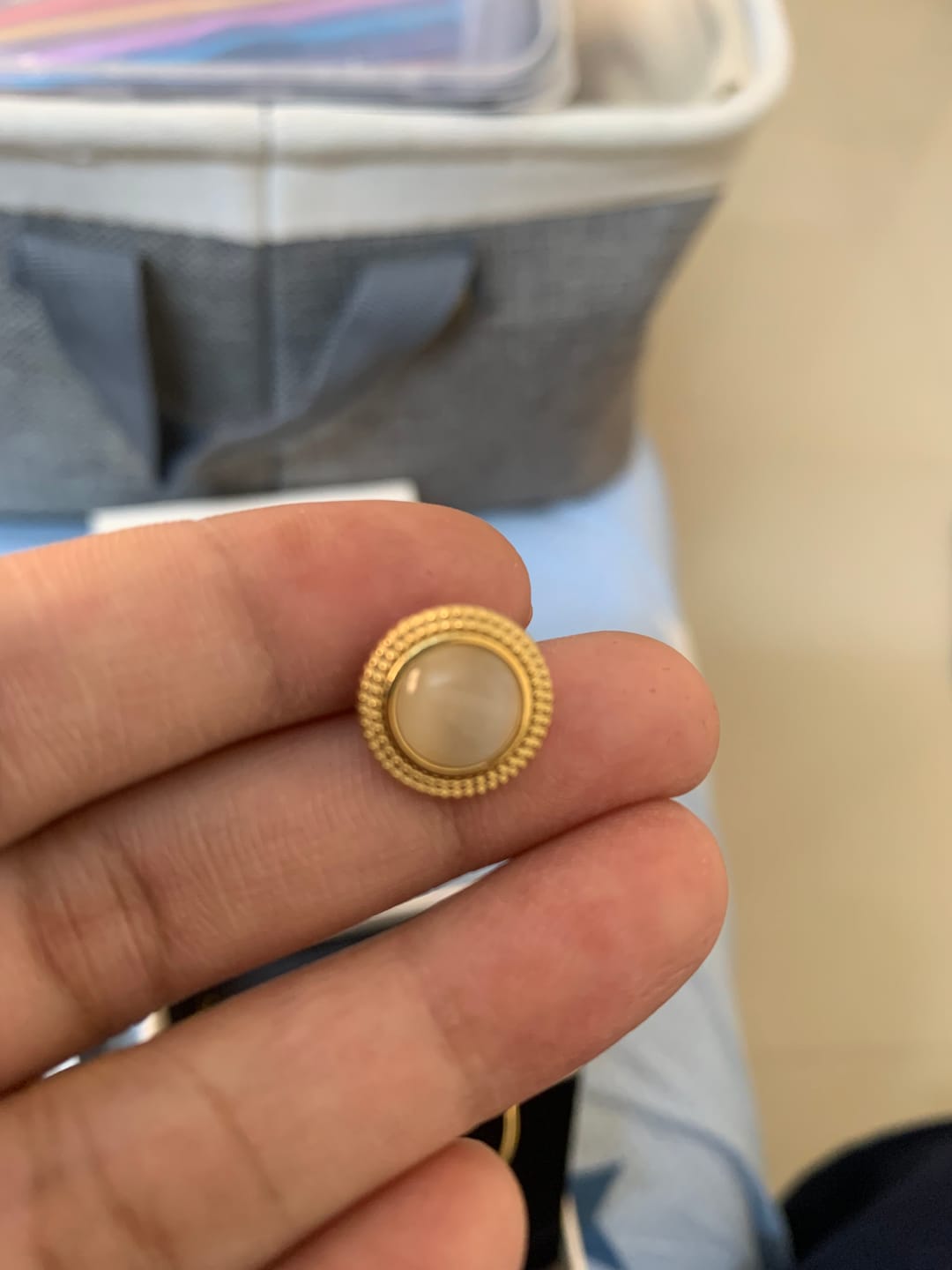 Customer photo review of Circular White Gold Stud Earrings