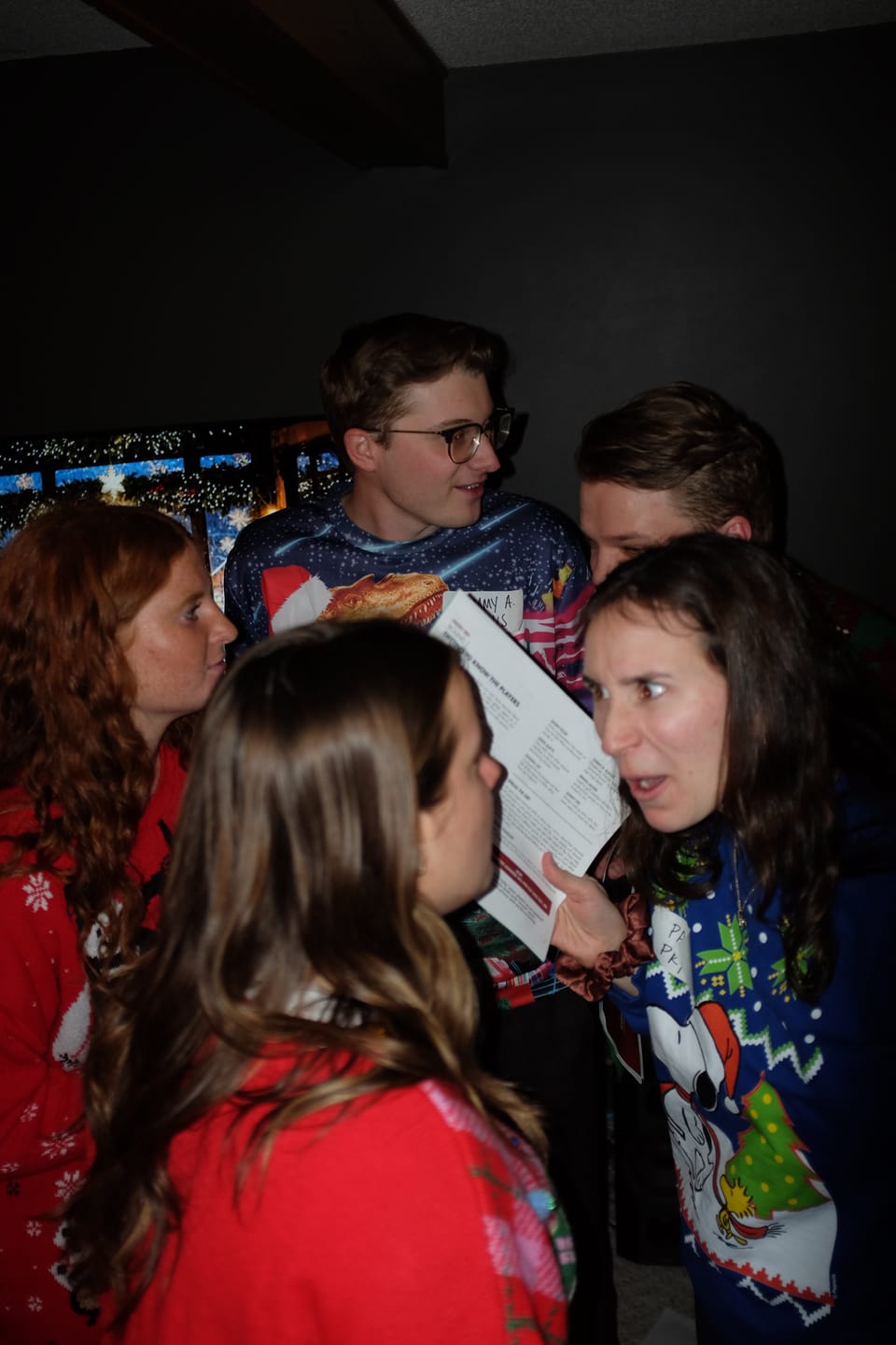 Customer photo review of Office Christmas Sweater Party Murder Mystery Game Kit