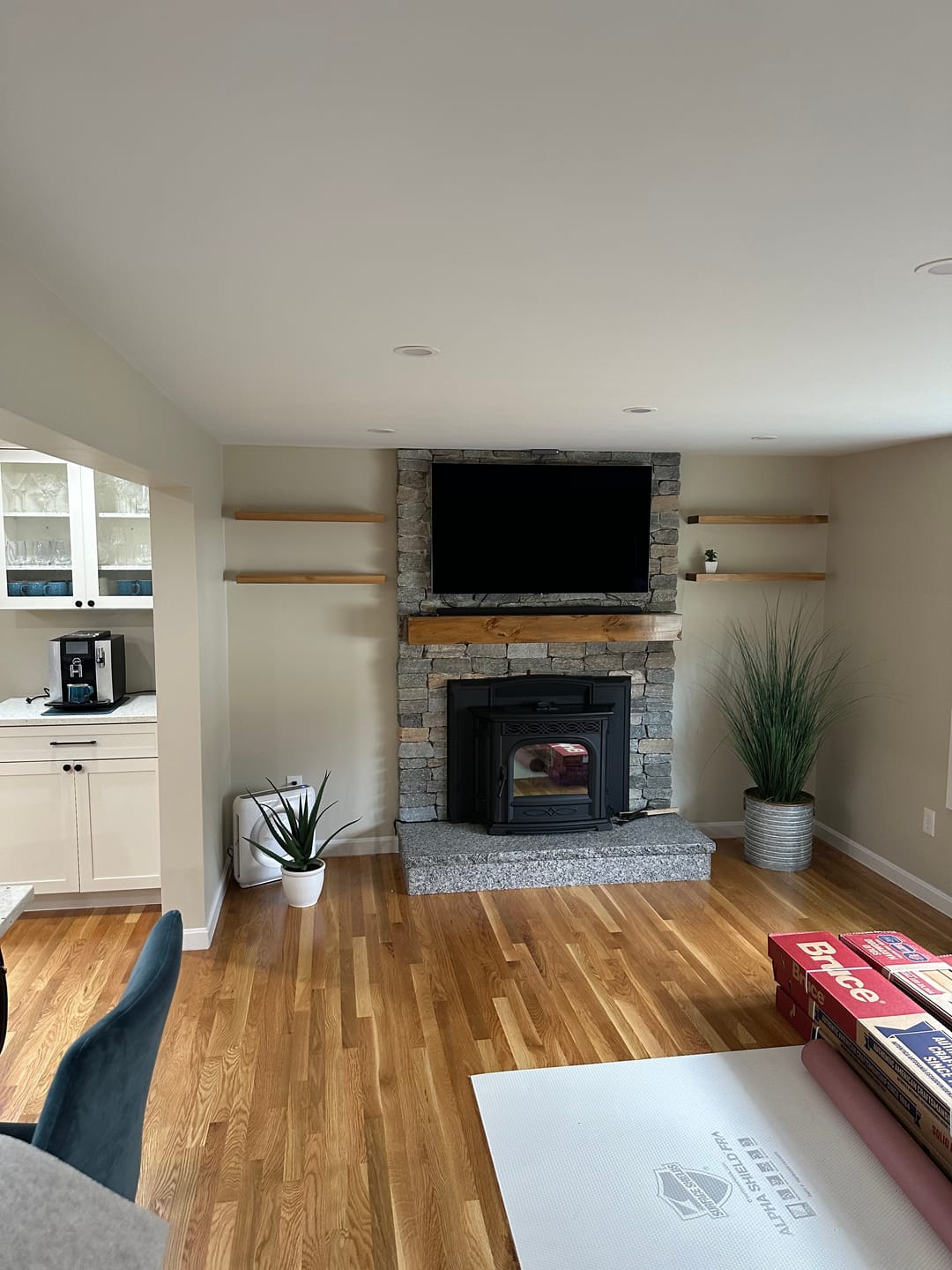 Customer photo review of Walnut Floating Shelves