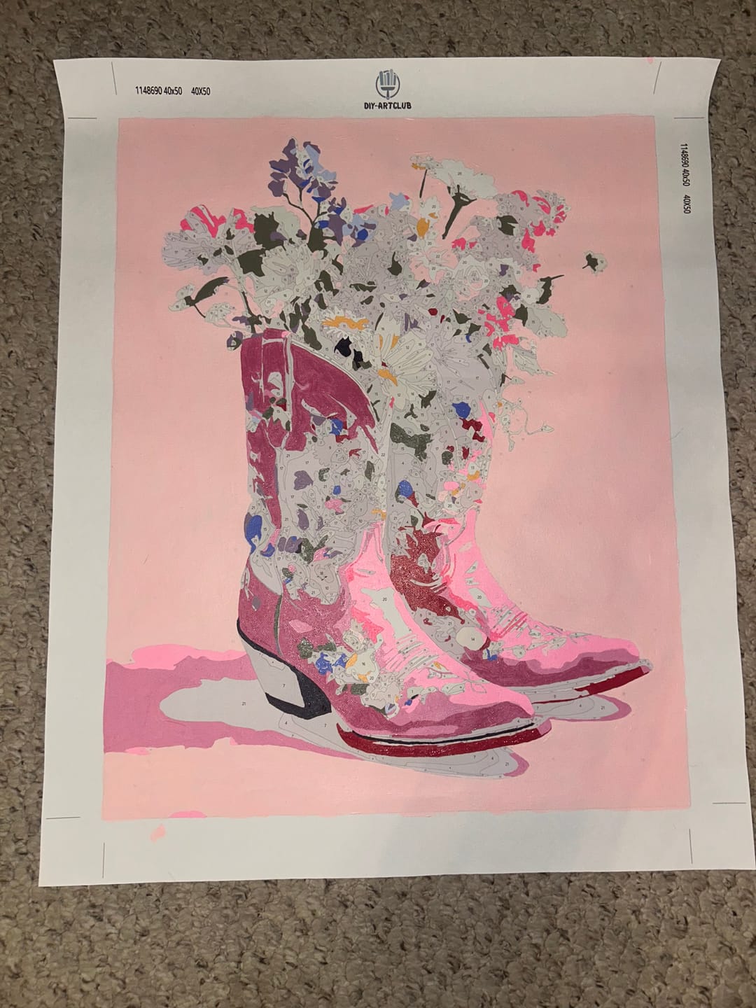 Customer photo review of Cowboy Floral boots | Paint by Number