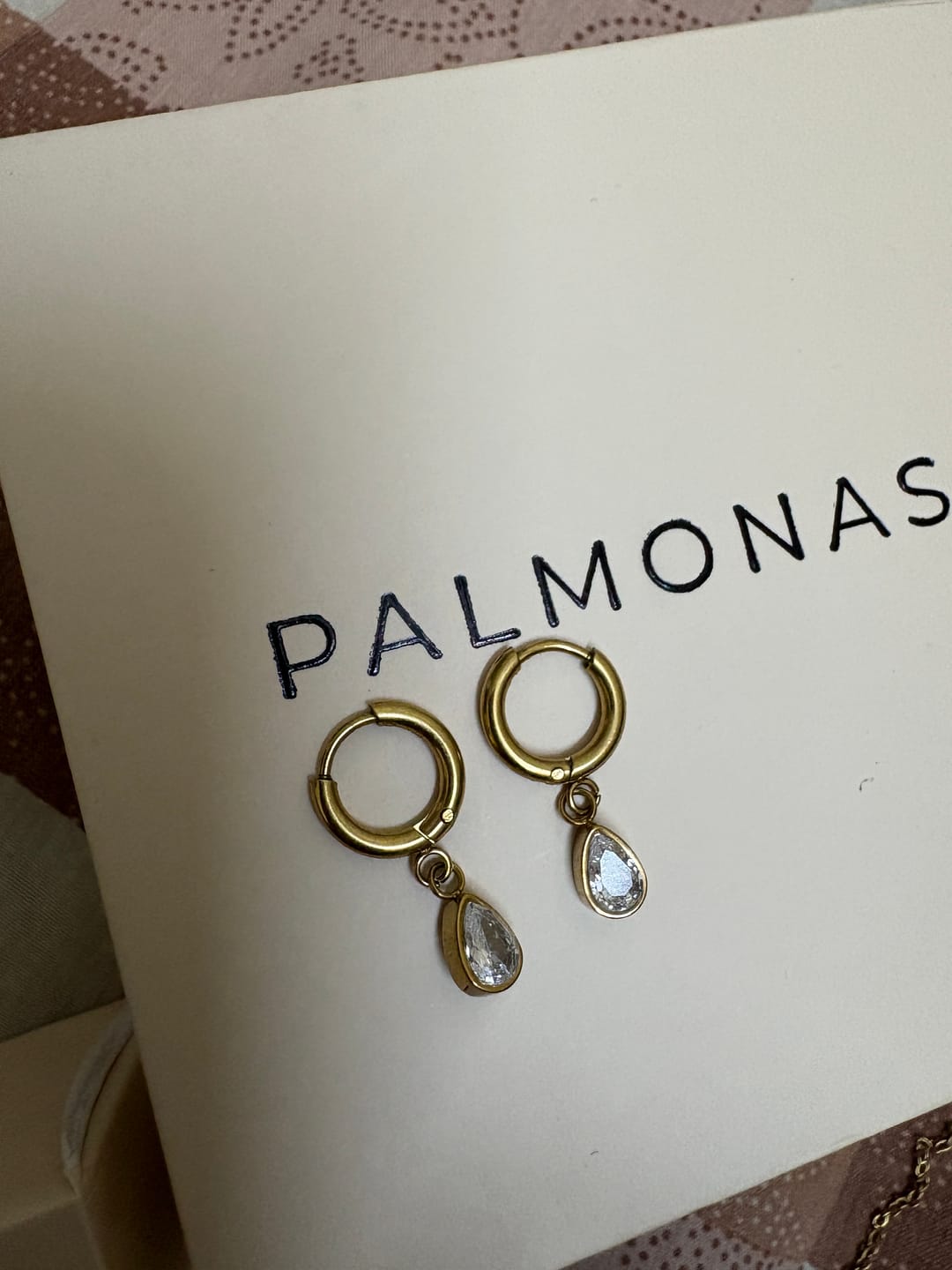 Customer photo review of Solitaire Drop Hoop Earrings