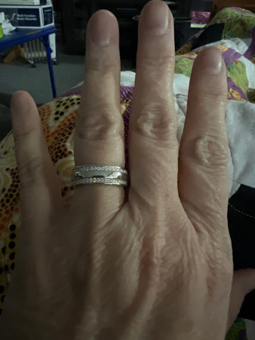 Customer photo review of Domed Double Row Moissanite Eternity Wedding Band