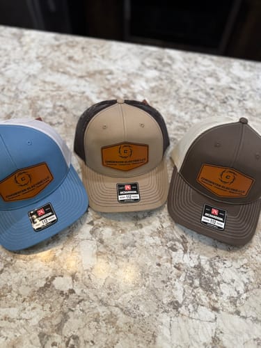 Customer photo review of Richardson 112 Genuine Leather Patch Hats Laser Engraved