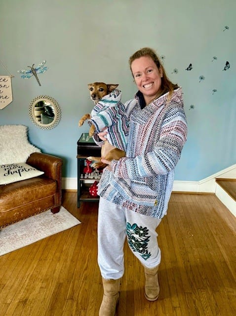 Customer photo review of Classic Stripe Terracotta Baja Hoodie