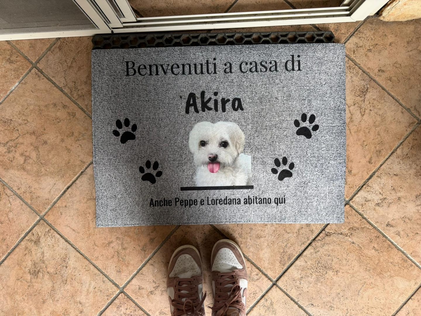 Customer photo review of Benvenuti da – Zerbino personalizzato