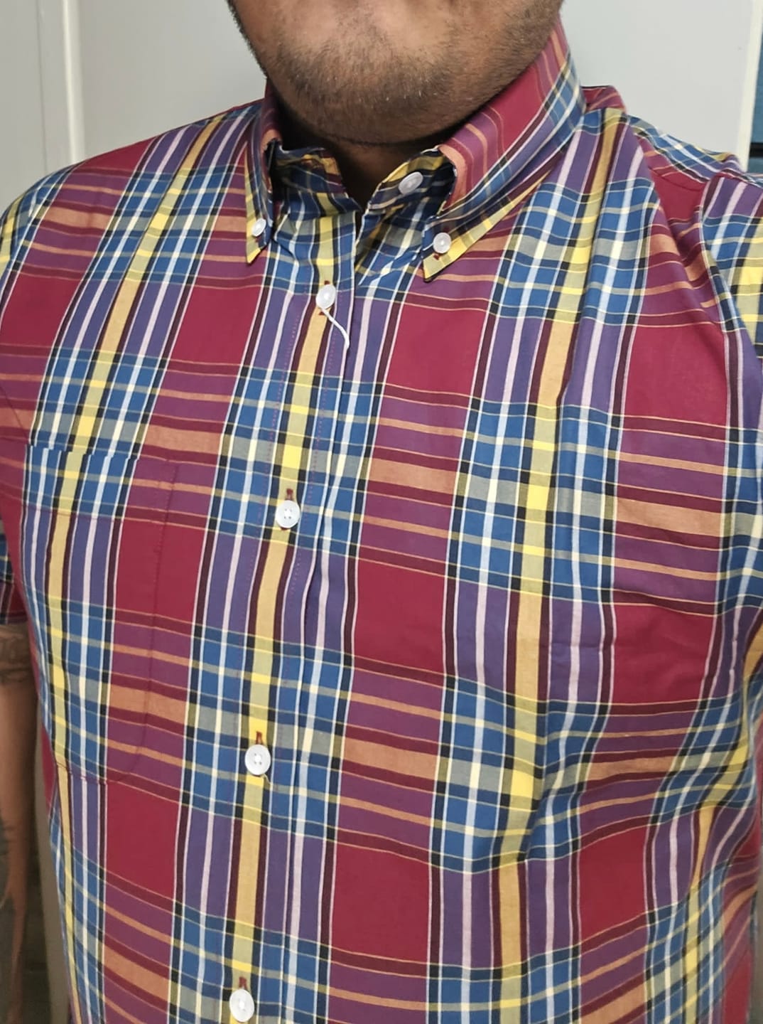 Customer photo review of Men's Burgundy, Yellow & Blue check - CK-71