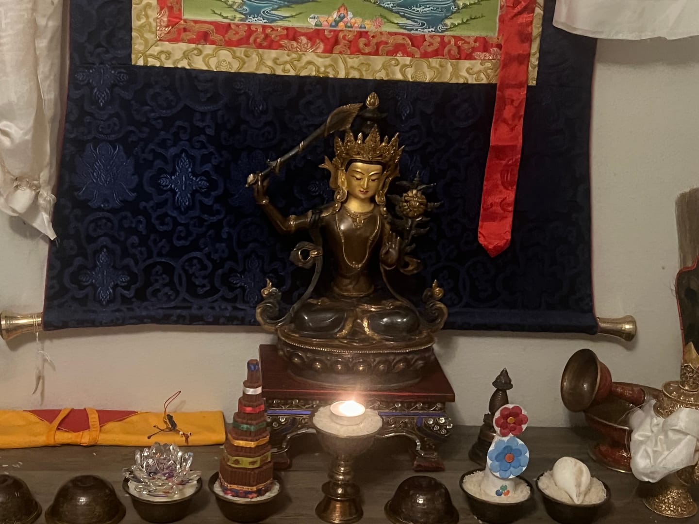 Customer photo review of Handcrafted Copper Manjushri Statue | Wisdom Deity
