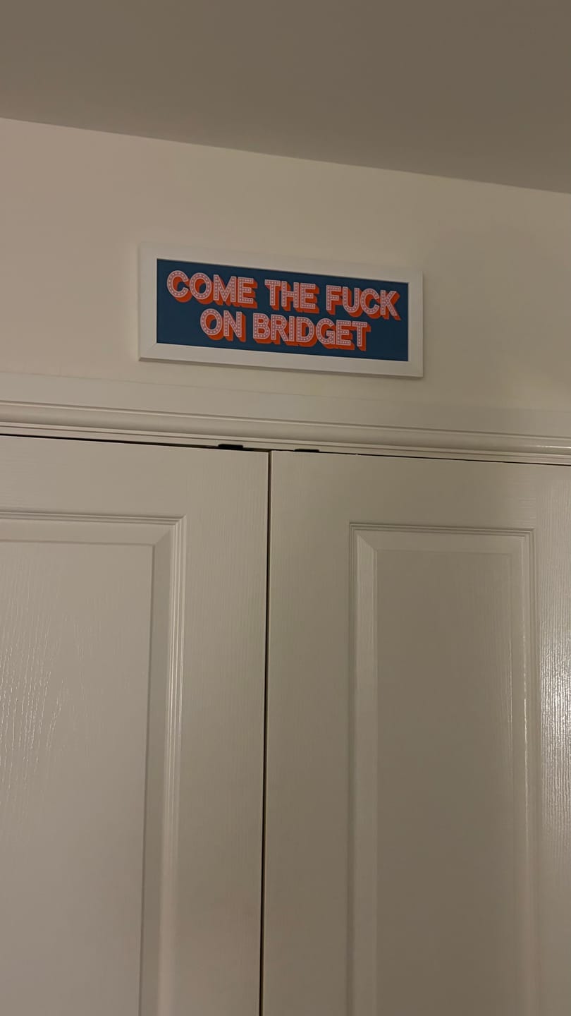 Customer photo review of Come The Fuck On Bridget Framed Print