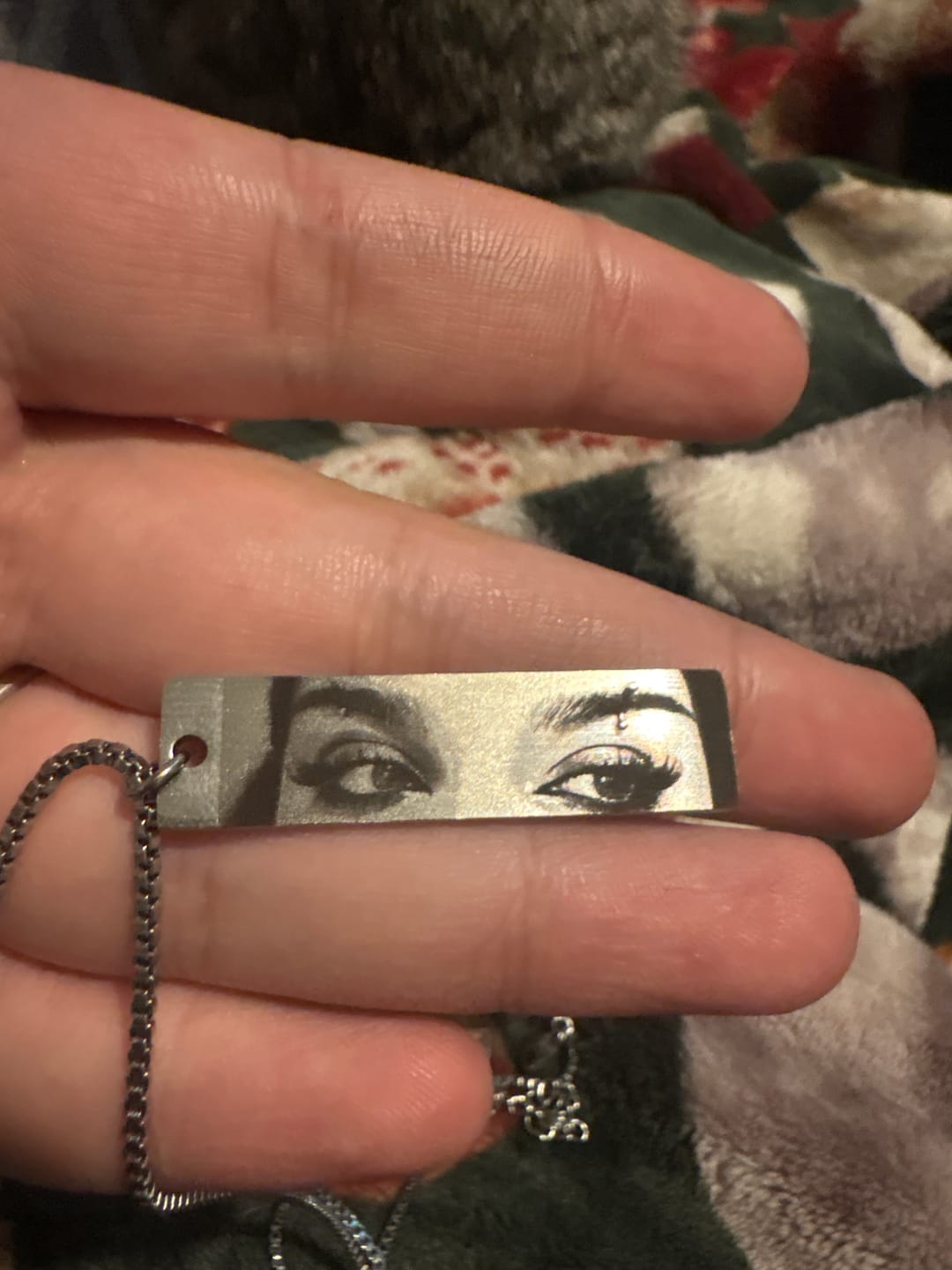 Customer photo review of Personalized Eye Photo Necklace
