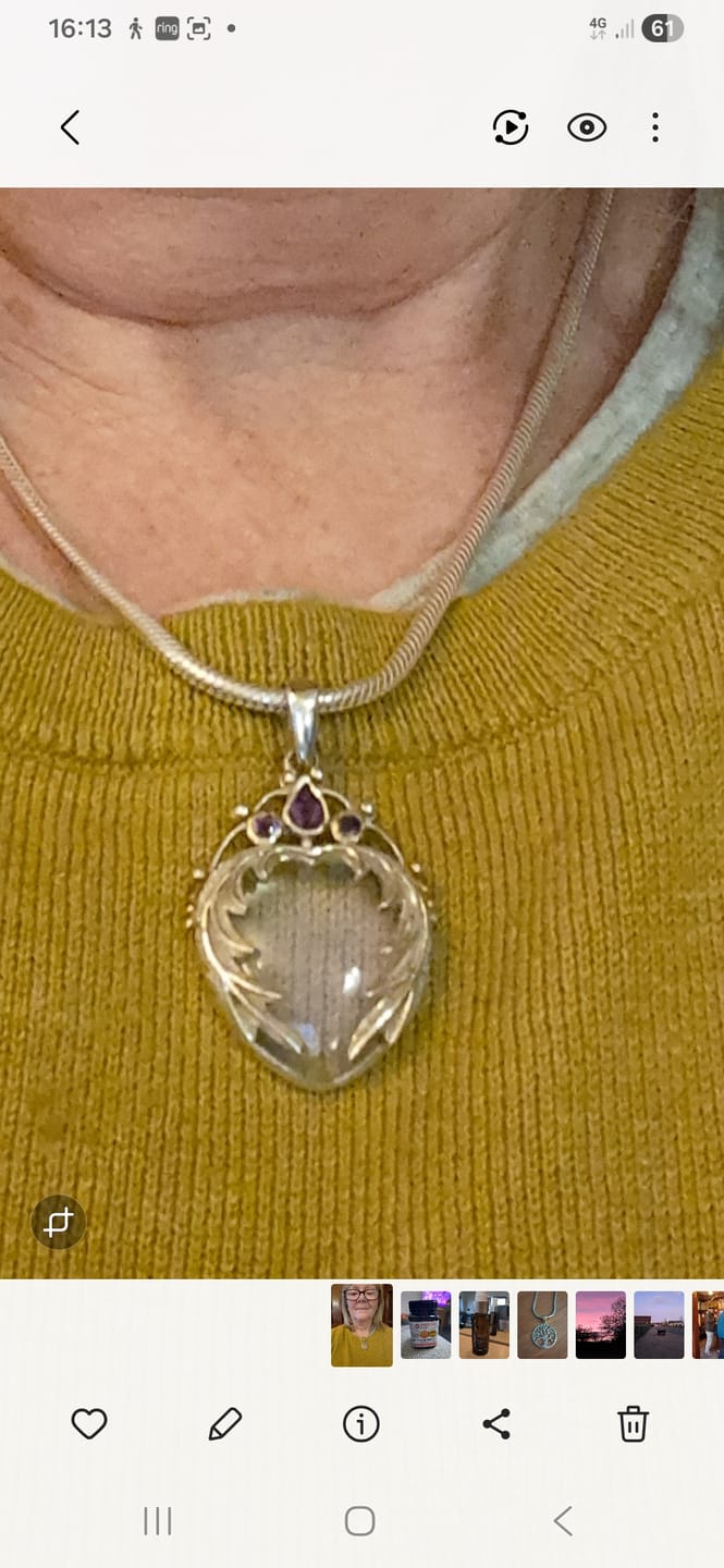 Customer photo review of Opalite Angel Heart Pendant