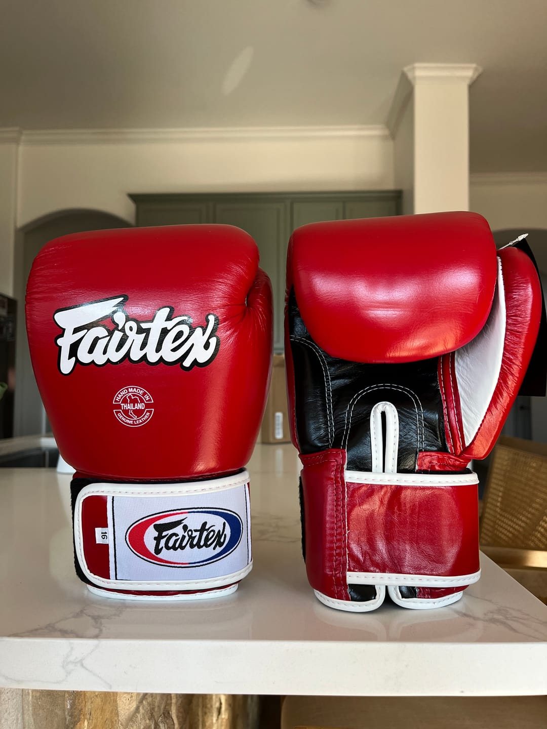 Customer photo review of Fairtex BGV1 Red/Black/White Muay Thai Boxing Glove