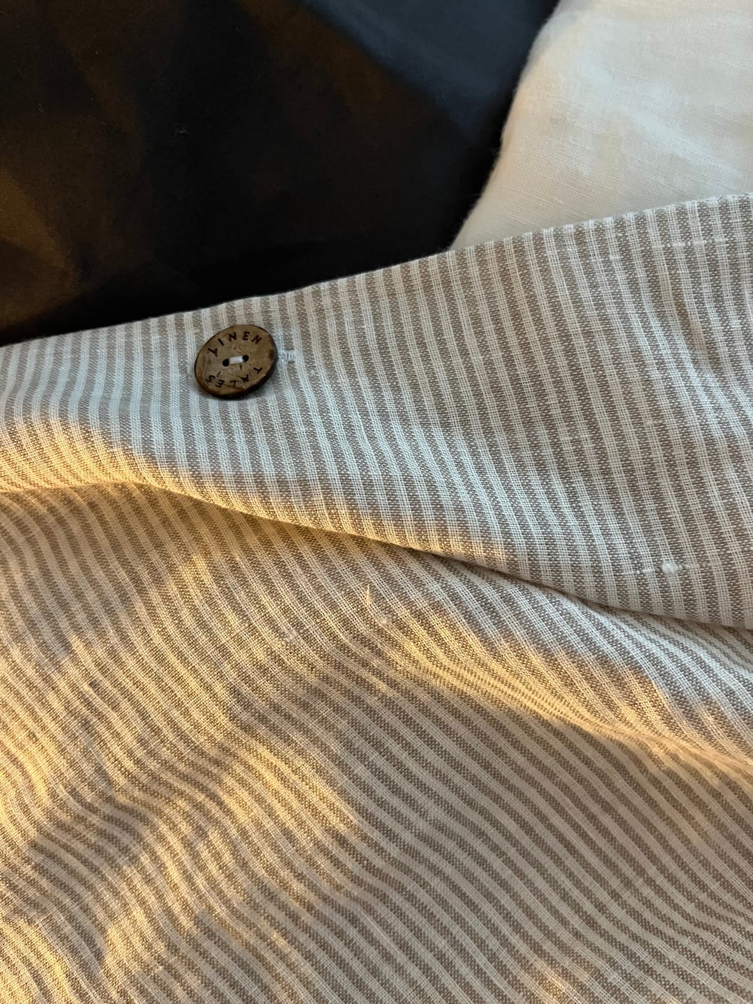 Customer photo review of Natural Stripes Linen Duvet Cover