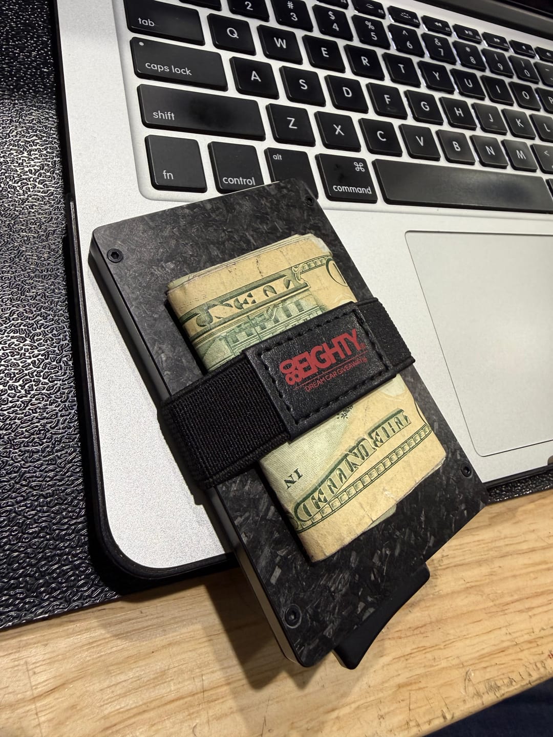 Customer photo review of 80Eighty® Minimalist Forged Carbon Wallet