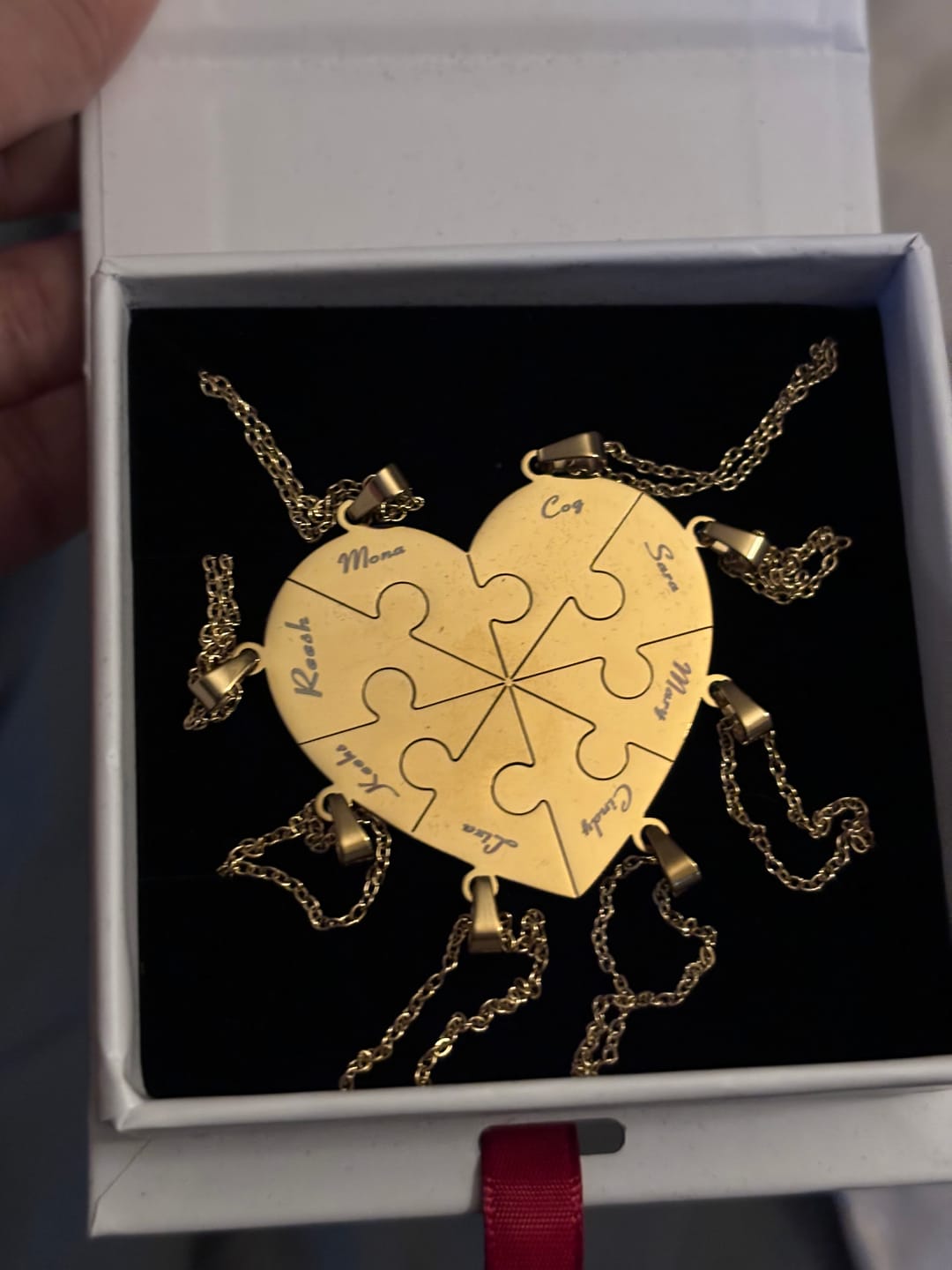 Customer photo review of Custom Puzzle Heart Necklace