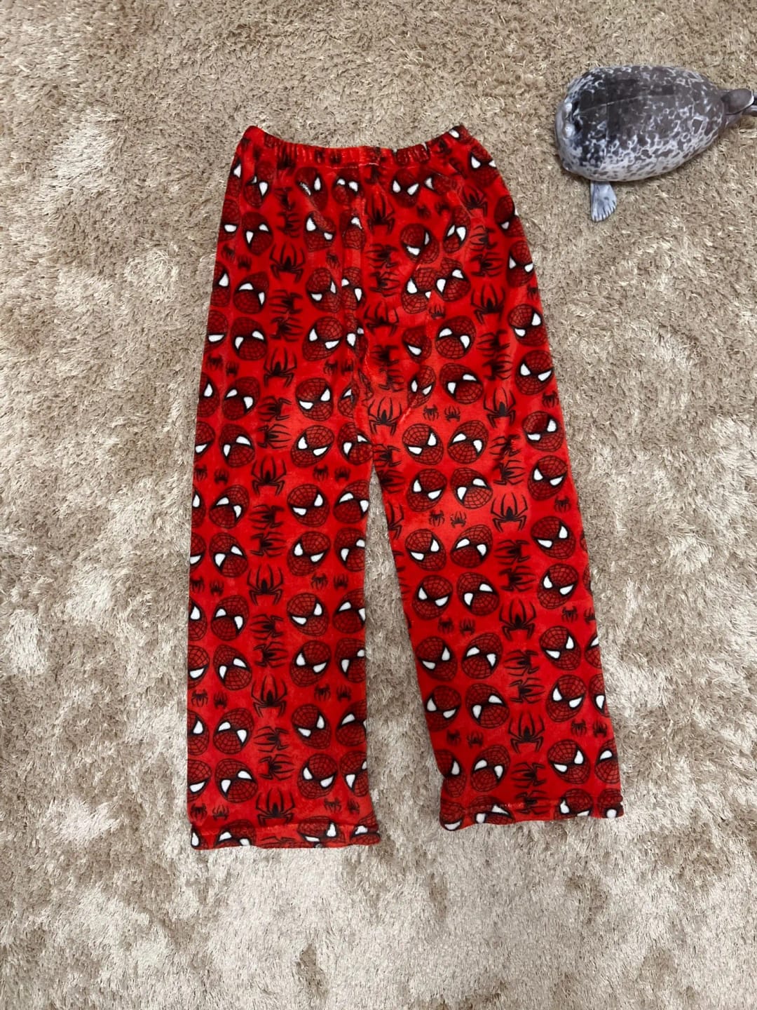 Customer photo review of Red Spider Man Pajama Pants for Couples