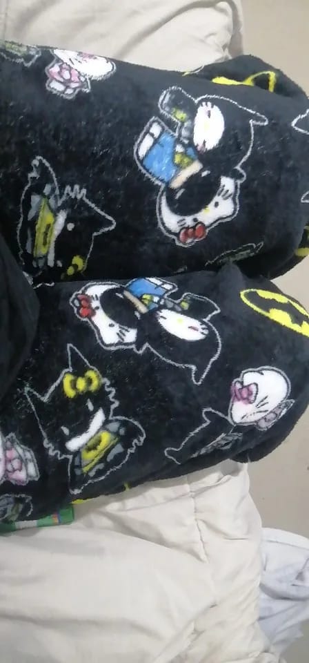 Customer photo review of Hello Kitty x Batman Plush Pajama Pants