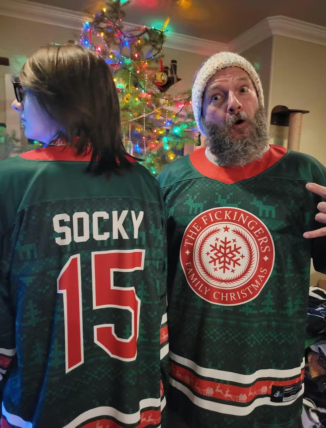 Customer photo review of Family Christmas Custom Hockey Jersey