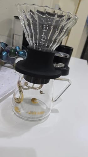 Customer photo review of Taza de filtro de café de vidrio tipo goteo, filtro de café hecho a mano, papel de filtro, accesorios de café por goteo en forma de V