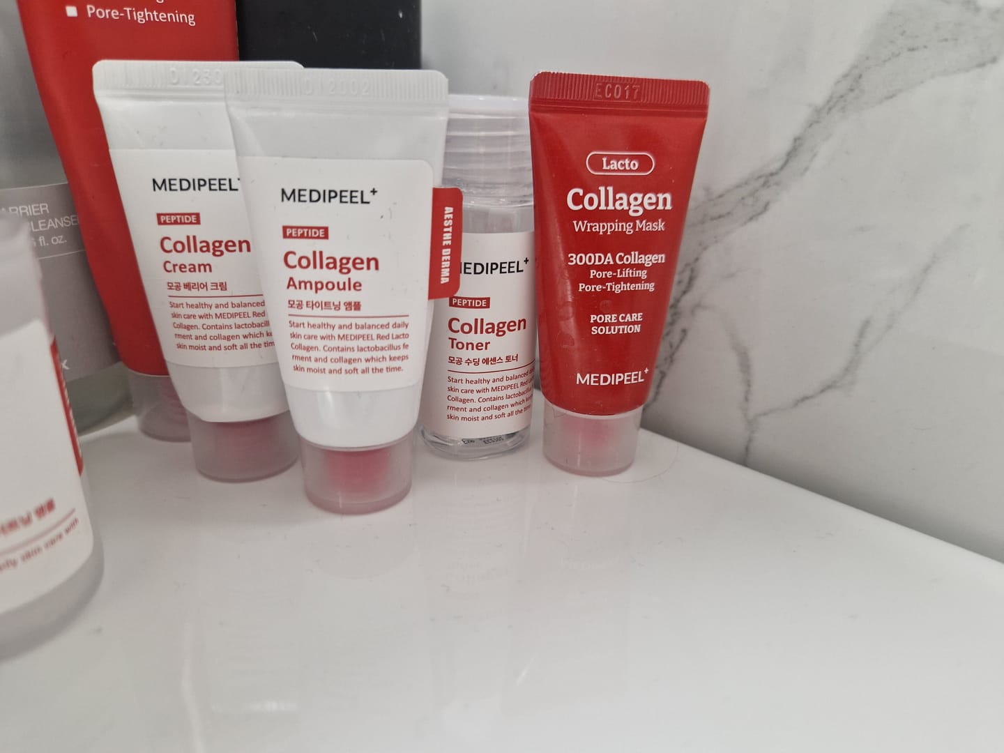 Customer photo review of Mini iepakojumu komplekts sejas ādas kopšanai Medi-Peel Red Lacto Collagen Skin Care Trial Kit