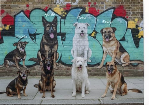 Customer photo review of Hunde-Türschild personalisiert mit Foto & Text (UV- und wetterfest)